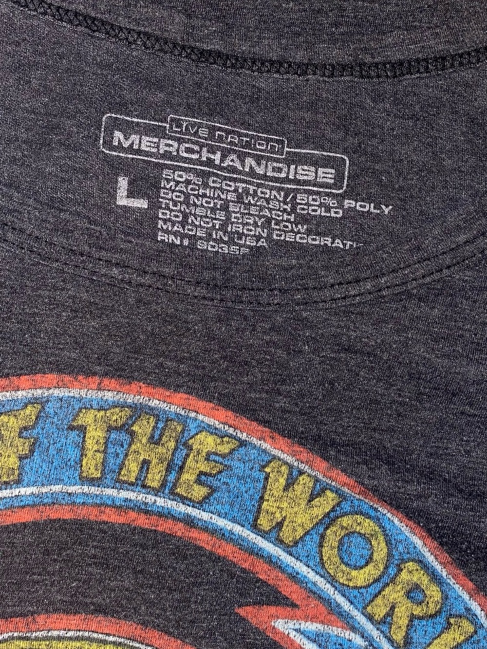 VAN HALEN Vintage STYLE “Tour of the World” 1984 Concert Tee-Shirt in BLK SZ LG - Picture 5 of 6